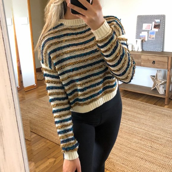 House of Harlow 1960 Sweaters - House of Harlow 1960 x Revolve Metallic Knit Scoop Neck Striped Sweater M